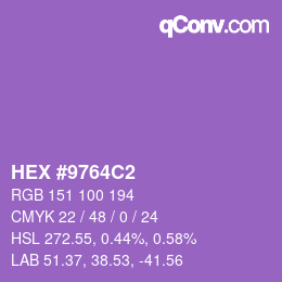 カラーコード: HEX #9764C2 | qconv.com