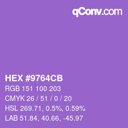 Color code: HEX #9764CB | qconv.com