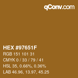 Farbcode: HEX #97651F | qconv.com