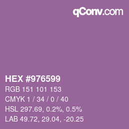 Farbcode: HEX #976599 | qconv.com
