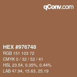 カラーコード: HEX #976748 | qconv.com