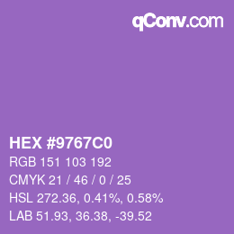 カラーコード: HEX #9767C0 | qconv.com