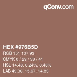 カラーコード: HEX #976B5D | qconv.com