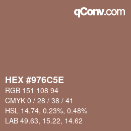 Farbcode: HEX #976C5E | qconv.com