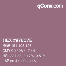 Color code: HEX #976C7E | qconv.com