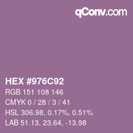 カラーコード: HEX #976C92 | qconv.com