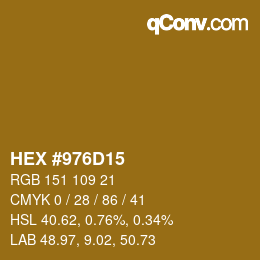 Farbcode: HEX #976D15 | qconv.com