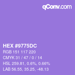 颜色代码: HEX #9775DC | qconv.com