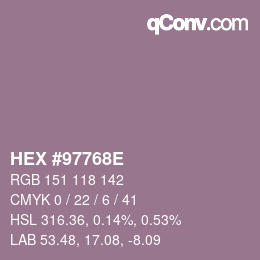 Color code: HEX #97768E | qconv.com