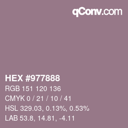 Color code: HEX #977888 | qconv.com