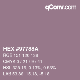 颜色代码: HEX #97788A | qconv.com