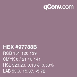 Farbcode: HEX #97788B | qconv.com