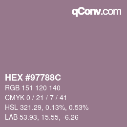 颜色代码: HEX #97788C | qconv.com