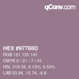 カラーコード: HEX #97788D | qconv.com
