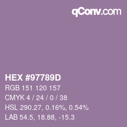 カラーコード: HEX #97789D | qconv.com