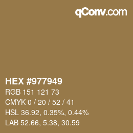 Código de color: HEX #977949 | qconv.com