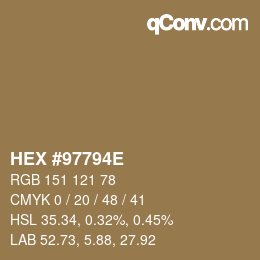 Código de color: HEX #97794E | qconv.com