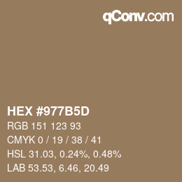 カラーコード: HEX #977B5D | qconv.com