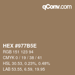颜色代码: HEX #977B5E | qconv.com