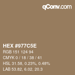 颜色代码: HEX #977C5E | qconv.com