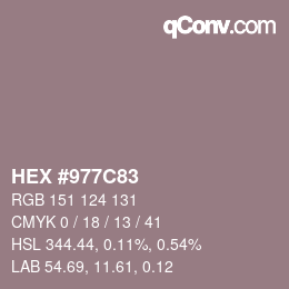 Farbcode: HEX #977C83 | qconv.com