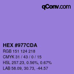 カラーコード: HEX #977CDA | qconv.com