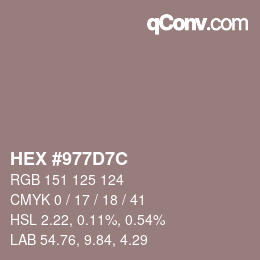 颜色代码: HEX #977D7C | qconv.com