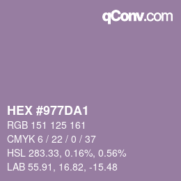 Farbcode: HEX #977DA1 | qconv.com