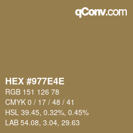 Color code: HEX #977E4E | qconv.com