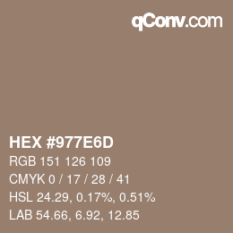Color code: HEX #977E6D | qconv.com