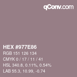 カラーコード: HEX #977E86 | qconv.com