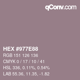 カラーコード: HEX #977E88 | qconv.com