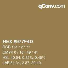 Farbcode: HEX #977F4D | qconv.com
