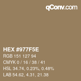 Color code: HEX #977F5E | qconv.com