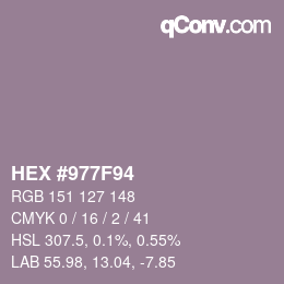 颜色代码: HEX #977F94 | qconv.com