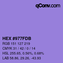 カラーコード: HEX #977FDB | qconv.com