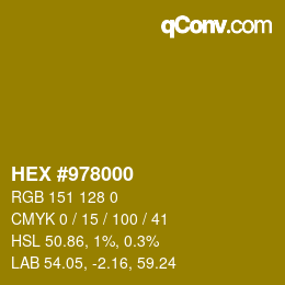 颜色代码: HEX #978000 | qconv.com
