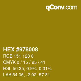 カラーコード: HEX #978008 | qconv.com