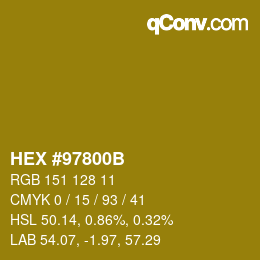 カラーコード: HEX #97800B | qconv.com