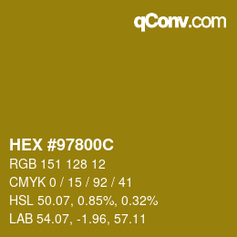 カラーコード: HEX #97800C | qconv.com