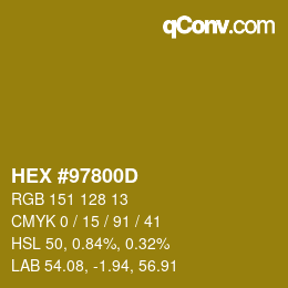 カラーコード: HEX #97800D | qconv.com