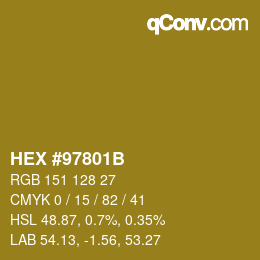 カラーコード: HEX #97801B | qconv.com