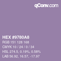 カラーコード: HEX #9780A8 | qconv.com