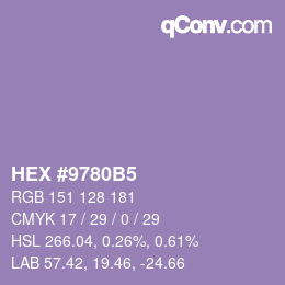 颜色代码: HEX #9780B5 | qconv.com