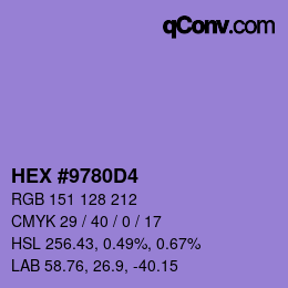 Color code: HEX #9780D4 | qconv.com