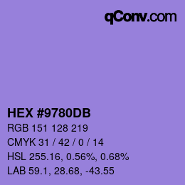 カラーコード: HEX #9780DB | qconv.com