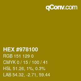 カラーコード: HEX #978100 | qconv.com