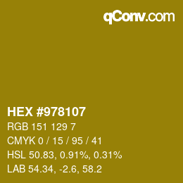 颜色代码: HEX #978107 | qconv.com