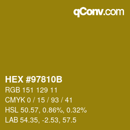 カラーコード: HEX #97810B | qconv.com