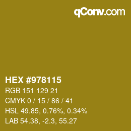 カラーコード: HEX #978115 | qconv.com